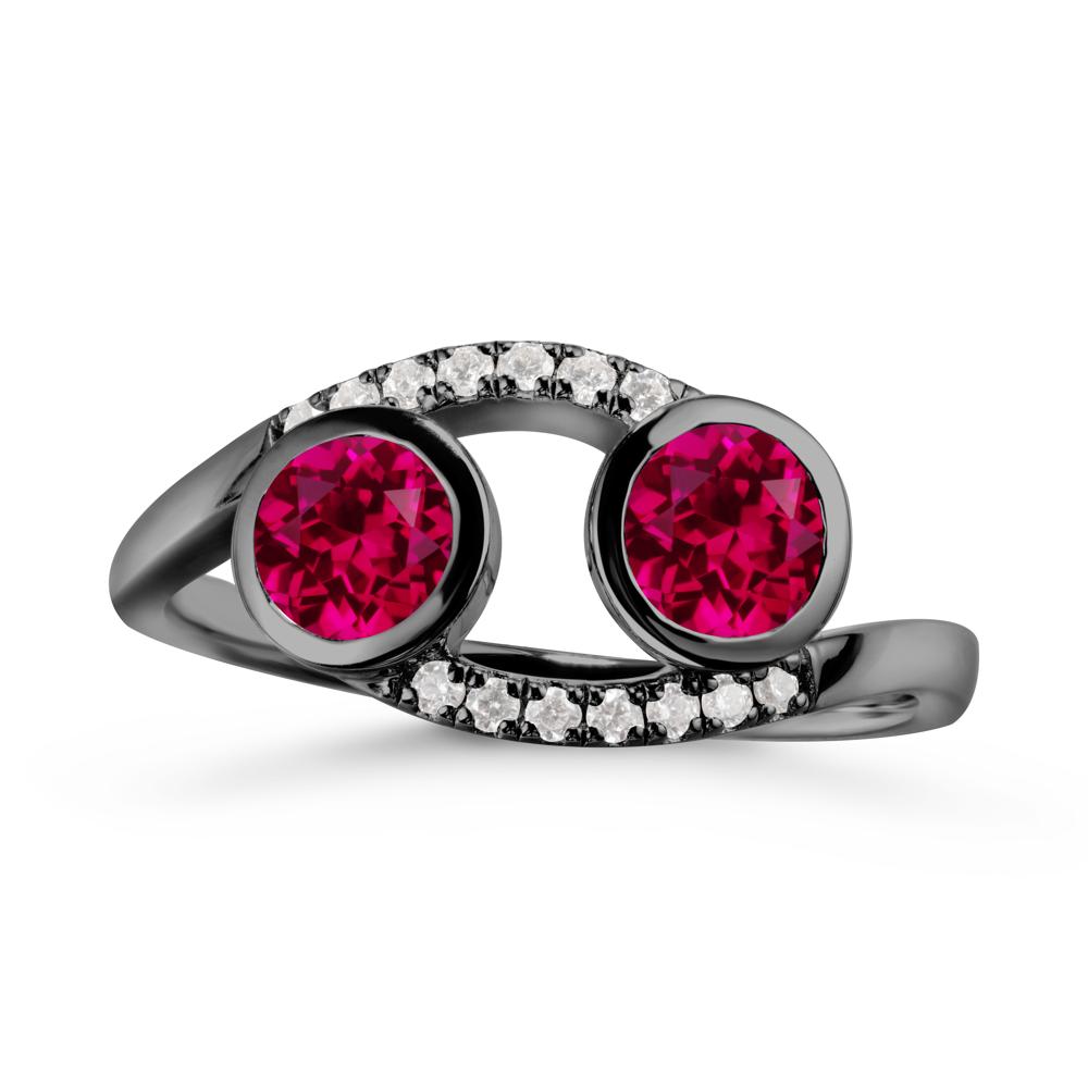 Cancer Zodiac Toi Et Moi Ruby Ring - LUO Jewelry #metal_black finish sterling silver