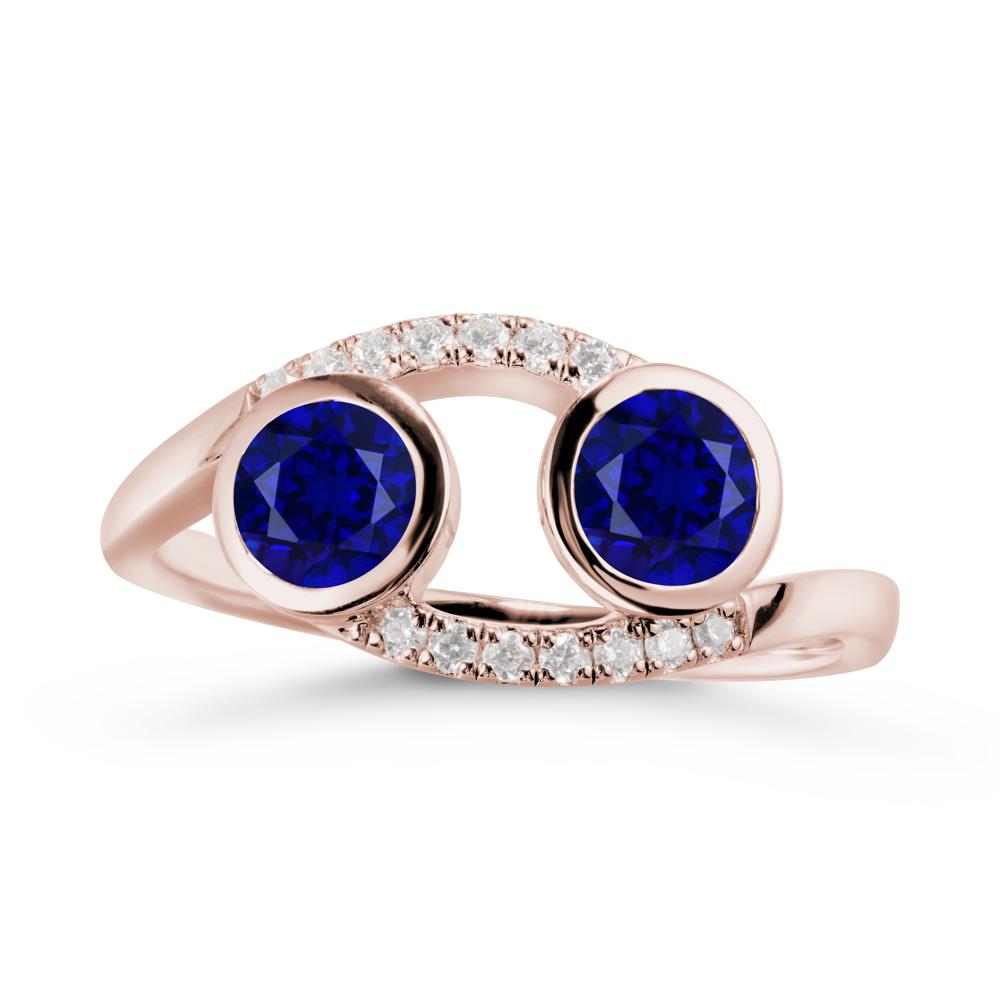 Cancer Zodiac Bypass Sapphire Ring -Protective & Elegant - LUO Jewelry #metal_14k rose gold