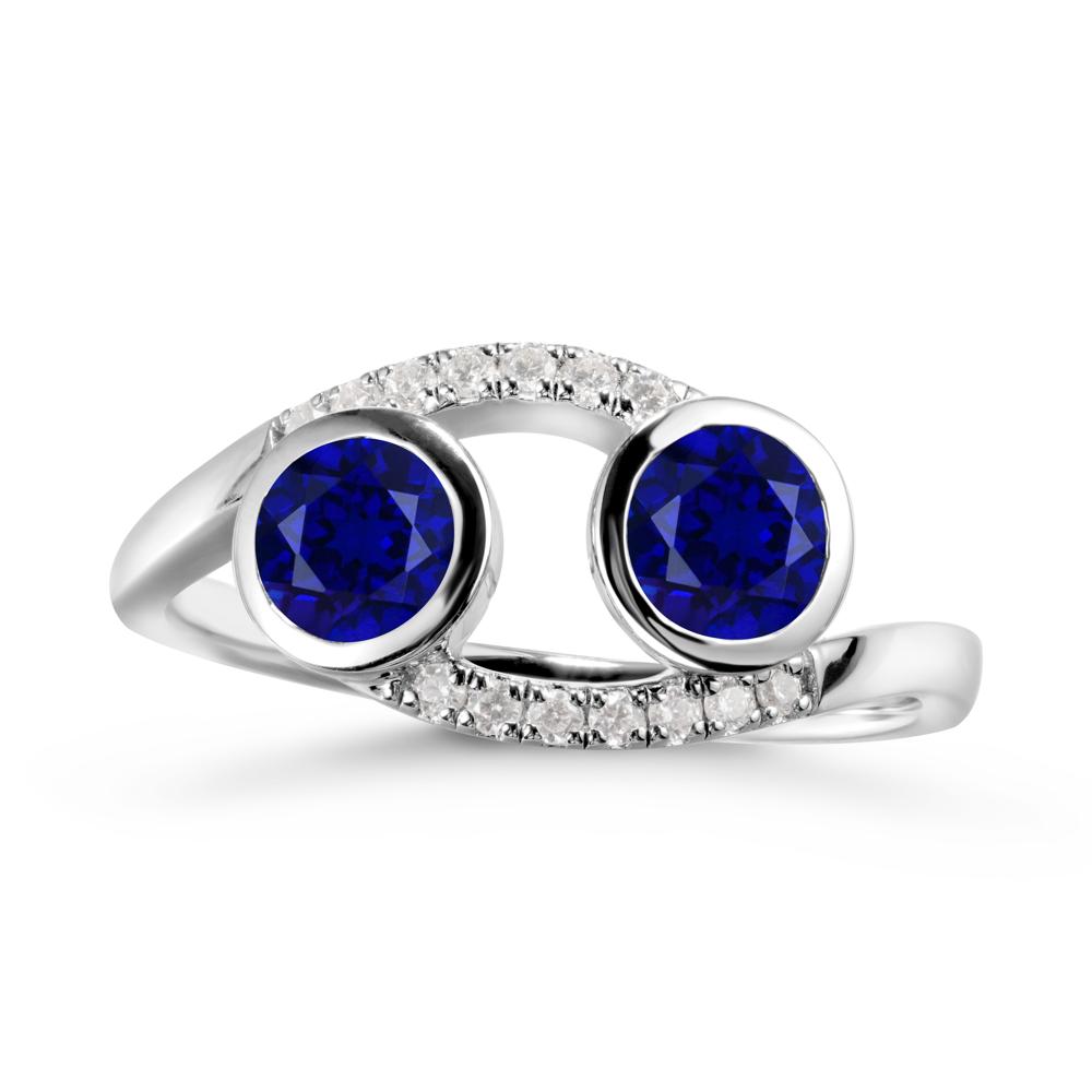 Cancer Zodiac Bypass Sapphire Ring -Protective & Elegant - LUO Jewelry #metal_14k white gold