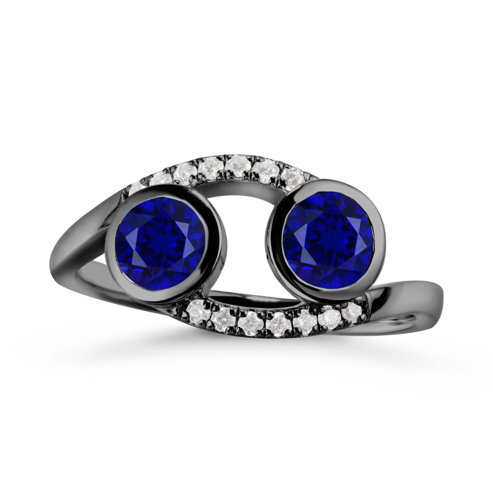 Cancer Zodiac Bypass Sapphire Ring -Protective & Elegant - LUO Jewelry #metal_black finish sterling silver