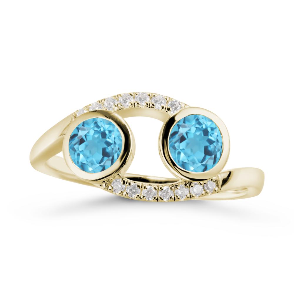 Cancer Zodiac Toi Et Moi Swiss Blue Topaz Ring - LUO Jewelry #metal_14k yellow gold