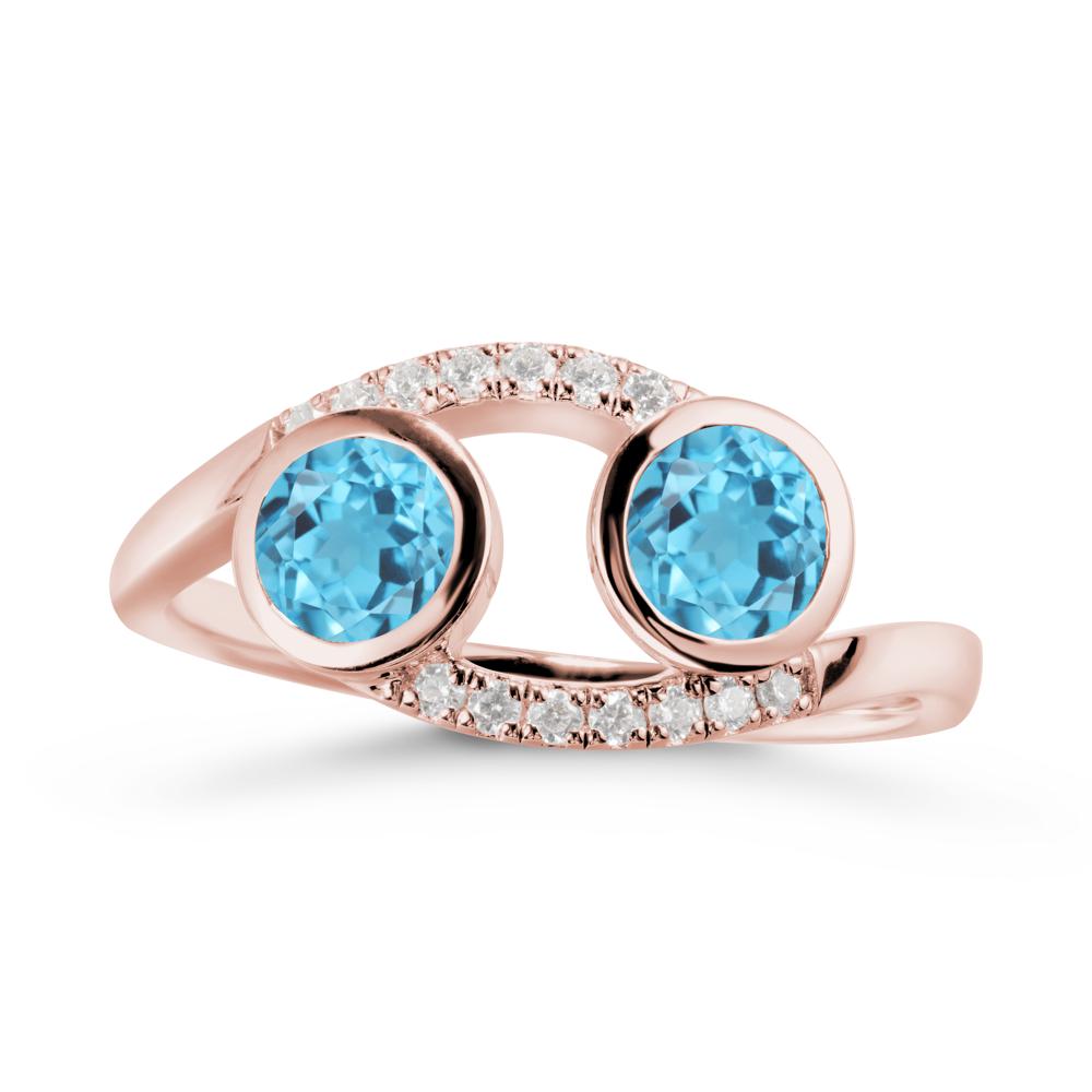 Cancer Zodiac Toi Et Moi Swiss Blue Topaz Ring - LUO Jewelry #metal_18k rose gold