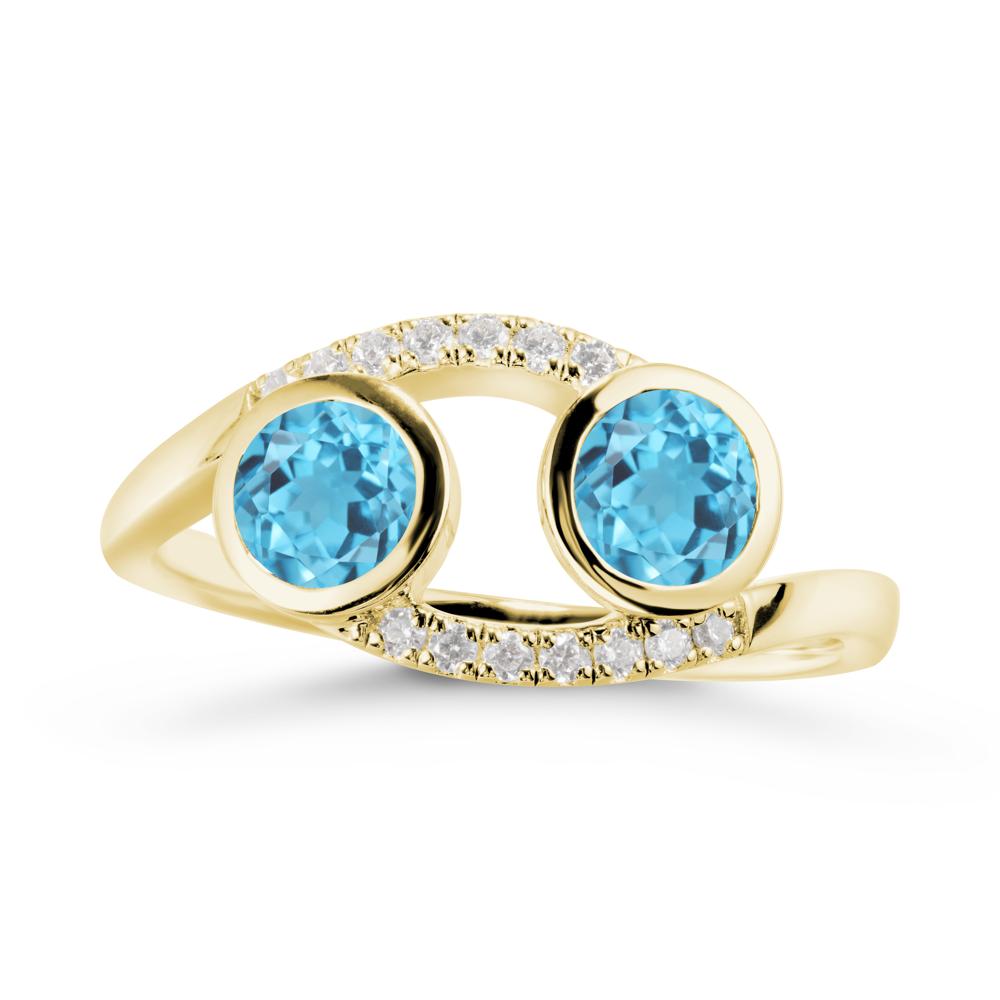 Cancer Zodiac Toi Et Moi Swiss Blue Topaz Ring - LUO Jewelry #metal_18k yellow gold