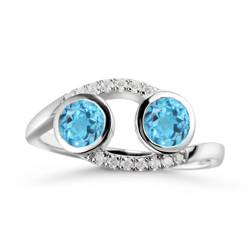 Cancer Zodiac Toi Et Moi Swiss Blue Topaz Ring - LUO Jewelry #metal_sterling silver