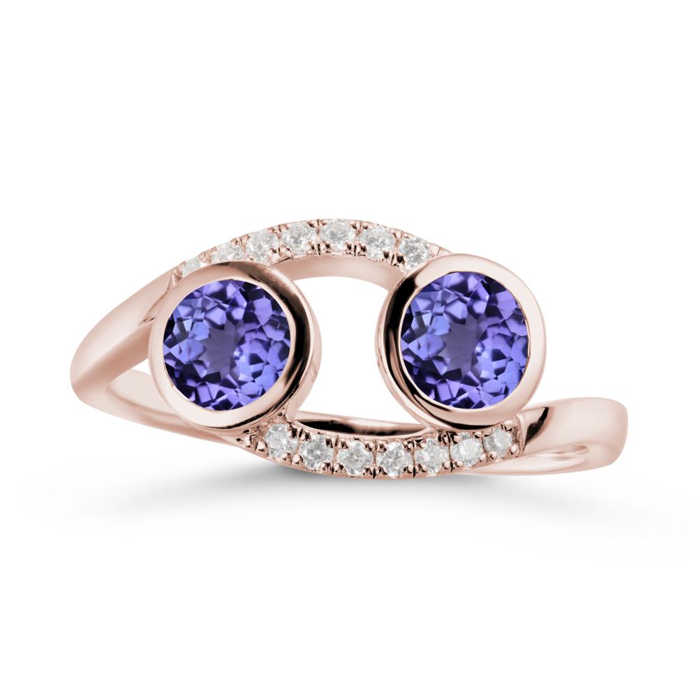Cancer Zodiac Bypass Tanzanite Ring -Protective & Elegant - LUO Jewelry #metal_14k rose gold