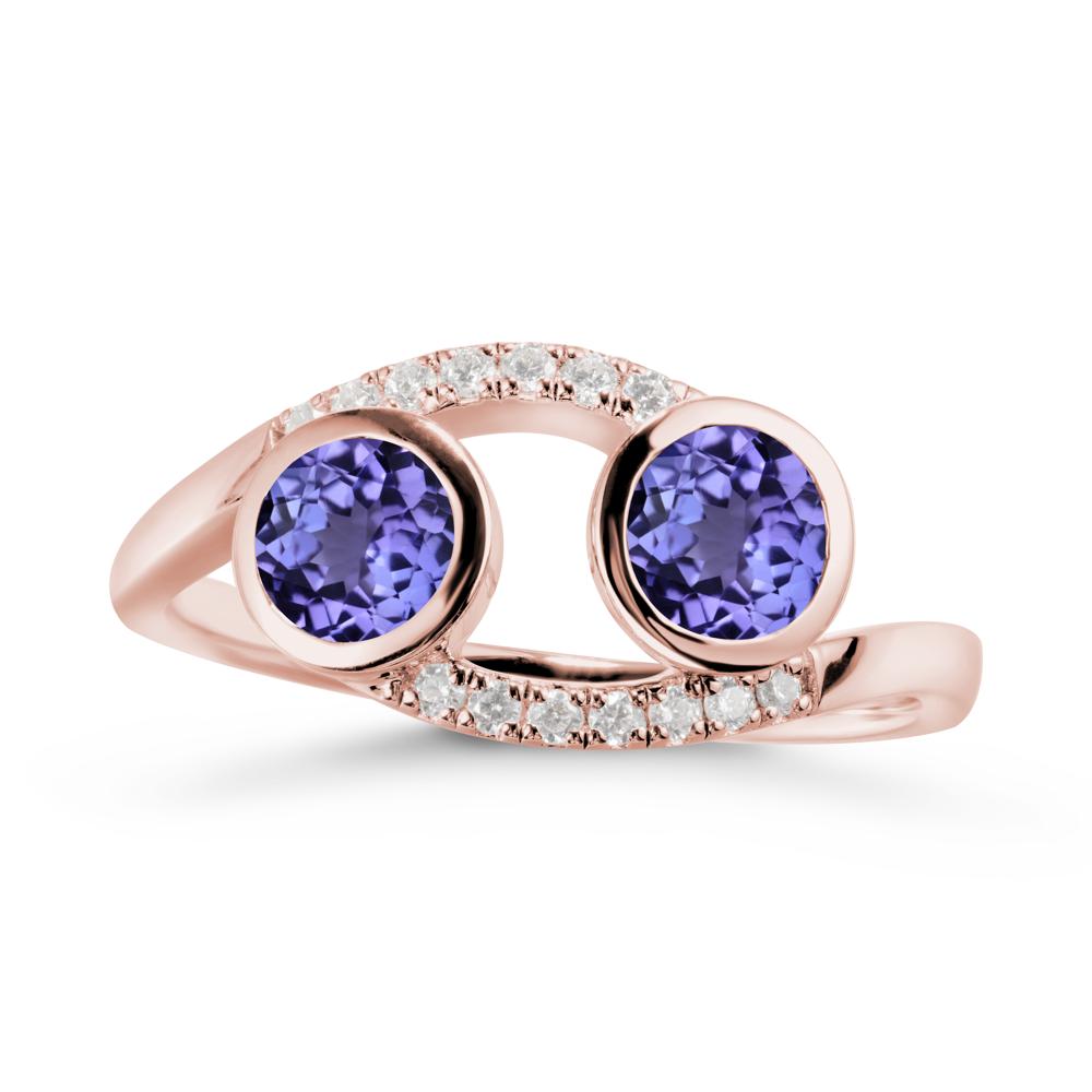 Cancer Zodiac Bypass Tanzanite Ring -Protective & Elegant - LUO Jewelry #metal_18k rose gold