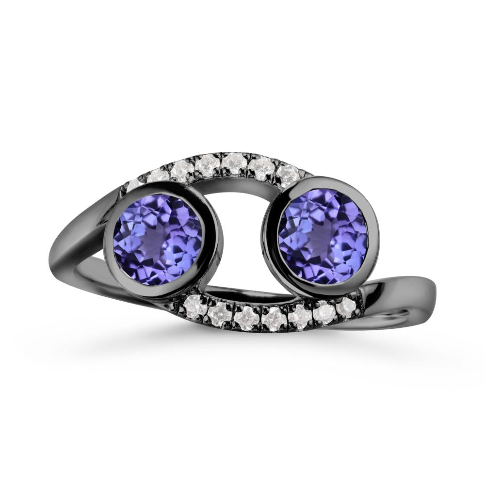 Cancer Zodiac Bypass Tanzanite Ring -Protective & Elegant - LUO Jewelry #metal_black finish sterling silver