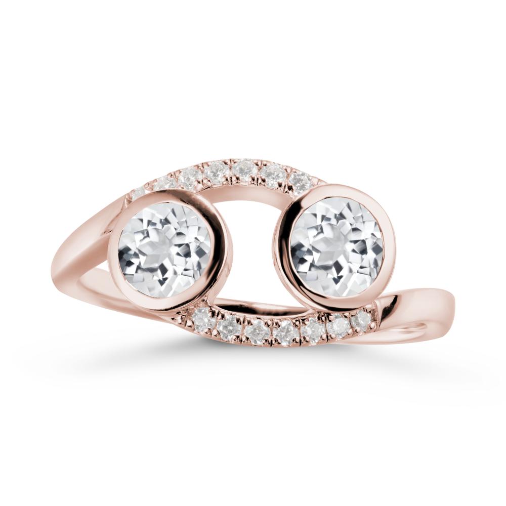 Round White Topaz Two Stone Ring - LUO Jewelry #metal_14k rose gold