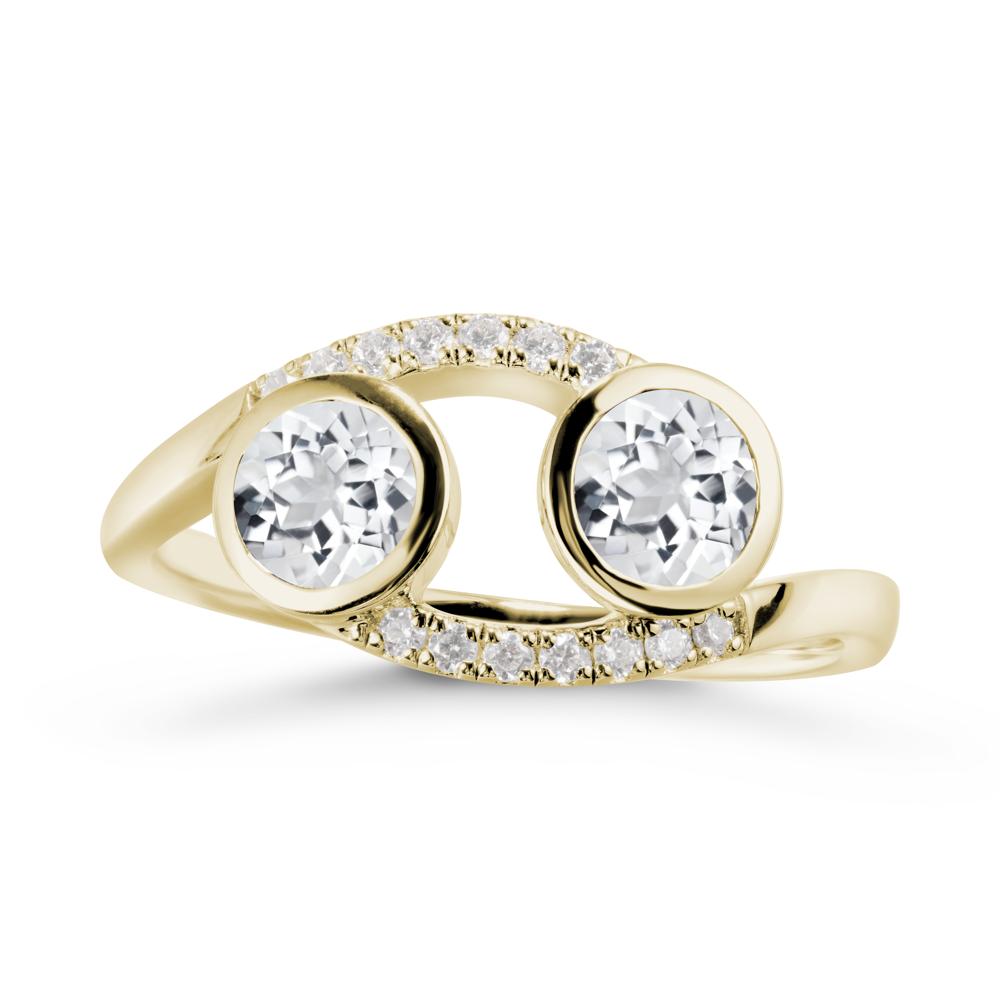 Round White Topaz Two Stone Ring - LUO Jewelry #metal_14k yellow gold