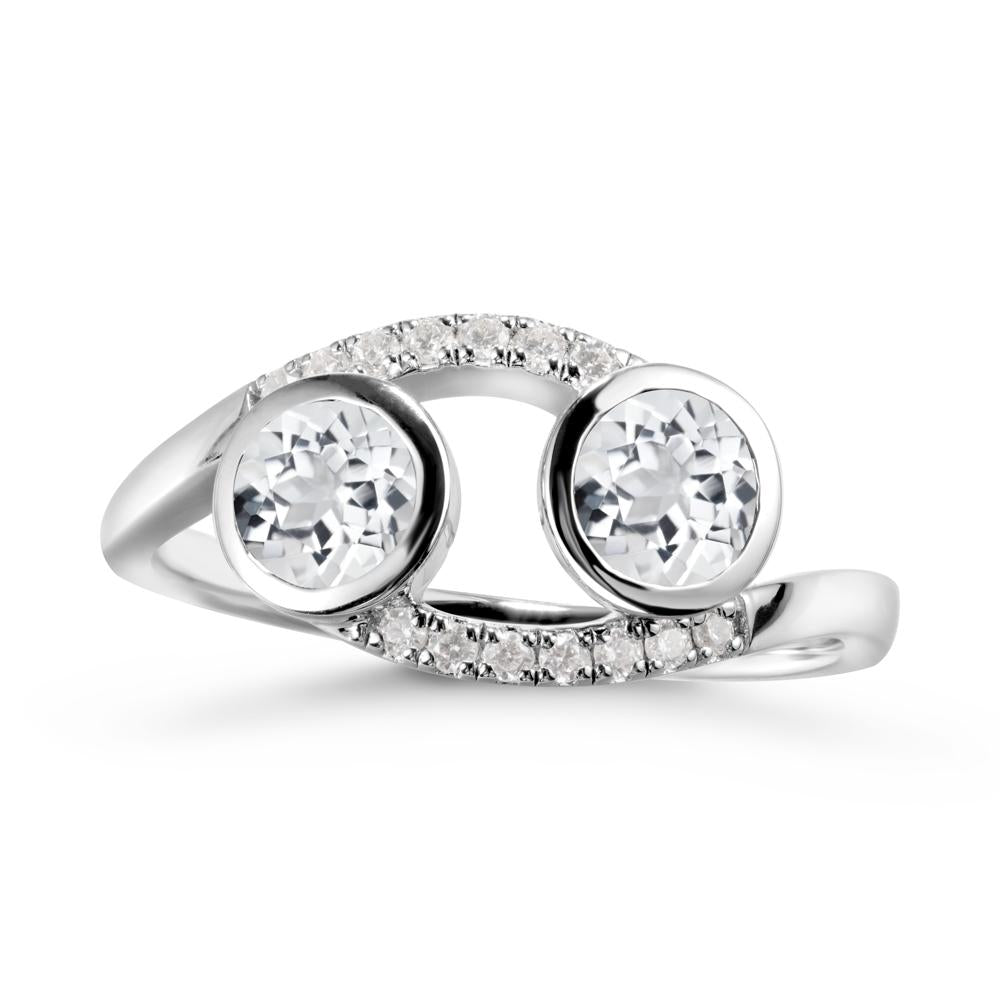 Round White Topaz Two Stone Ring - LUO Jewelry #metal_18k white gold