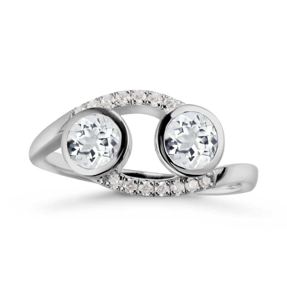 Round White Topaz Two Stone Ring - LUO Jewelry #metal_platinum
