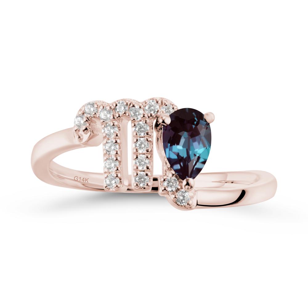 Pear Shaped Alexandrite Virgo Zodiac Bypass Ring - LUO Jewelry #metal_14k rose gold