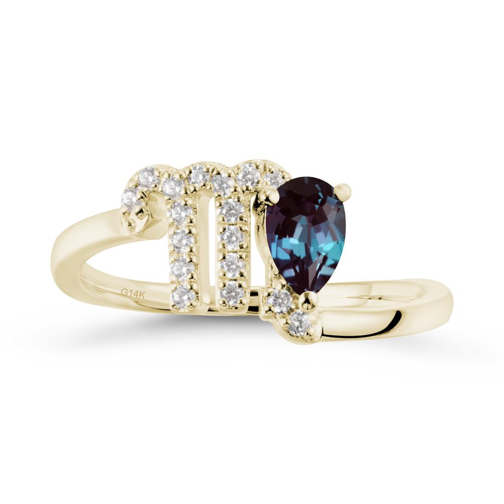 Pear Shaped Alexandrite Virgo Zodiac Bypass Ring - LUO Jewelry #metal_14k yellow gold