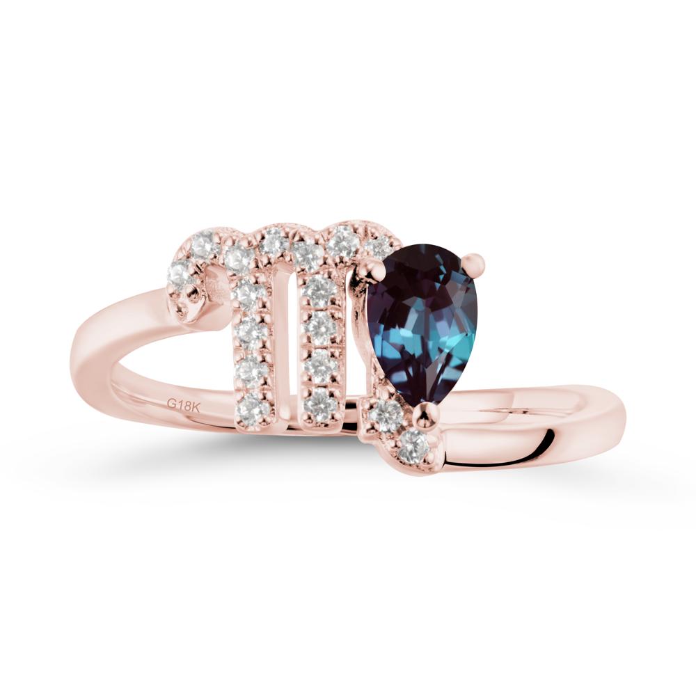 Pear Shaped Alexandrite Virgo Zodiac Bypass Ring - LUO Jewelry #metal_18k rose gold