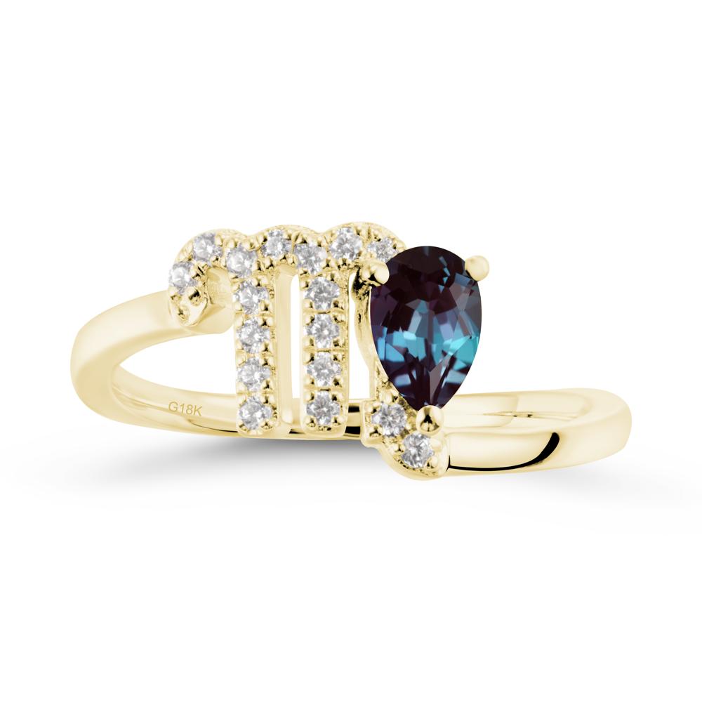 Pear Shaped Alexandrite Virgo Zodiac Bypass Ring - LUO Jewelry #metal_18k yellow gold