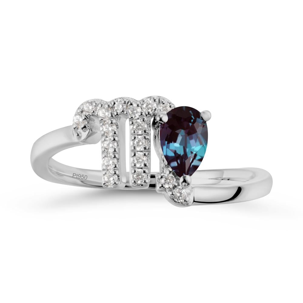 Pear Shaped Alexandrite Virgo Zodiac Bypass Ring - LUO Jewelry #metal_platinum