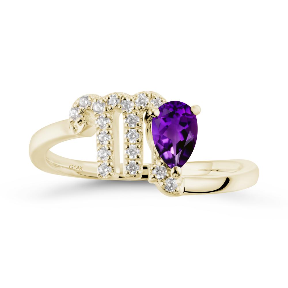 Amethyst Virgo Zodiac Wraparound Ring - LUO Jewelry #metal_14k yellow gold