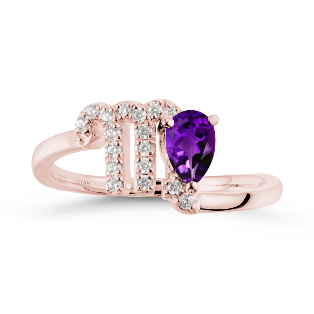 Amethyst Virgo Zodiac Wraparound Ring - LUO Jewelry #metal_18k rose gold