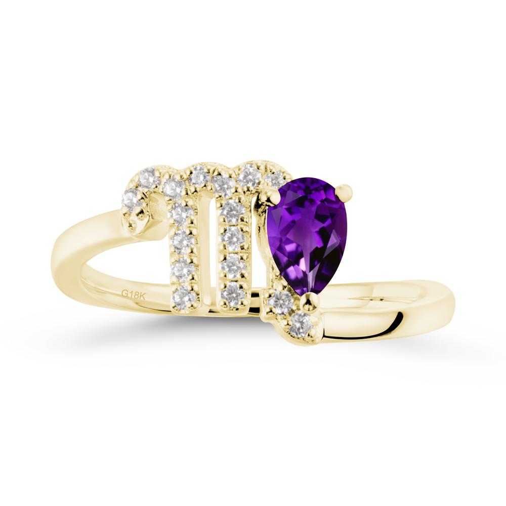 Amethyst Virgo Zodiac Wraparound Ring - LUO Jewelry #metal_18k yellow gold