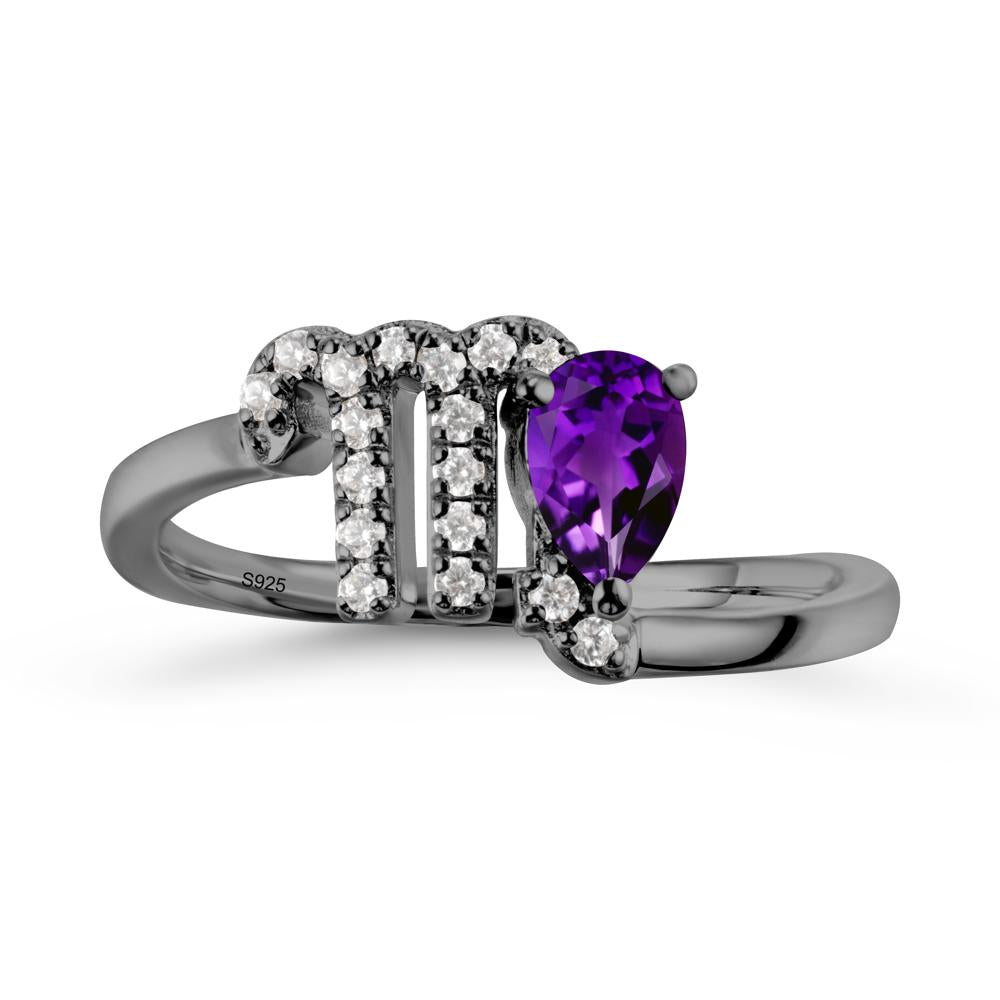 Amethyst Virgo Zodiac Wraparound Ring - LUO Jewelry #metal_black finish sterling silver