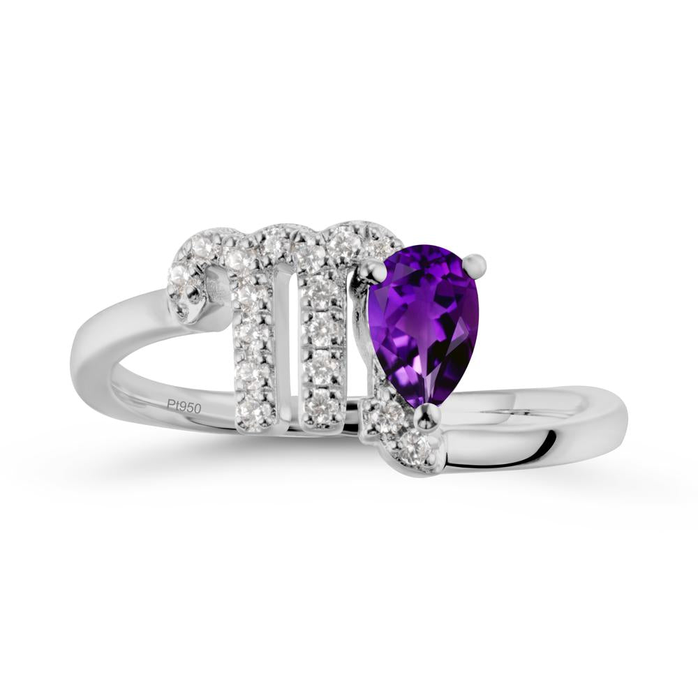 Amethyst Virgo Zodiac Wraparound Ring - LUO Jewelry #metal_platinum