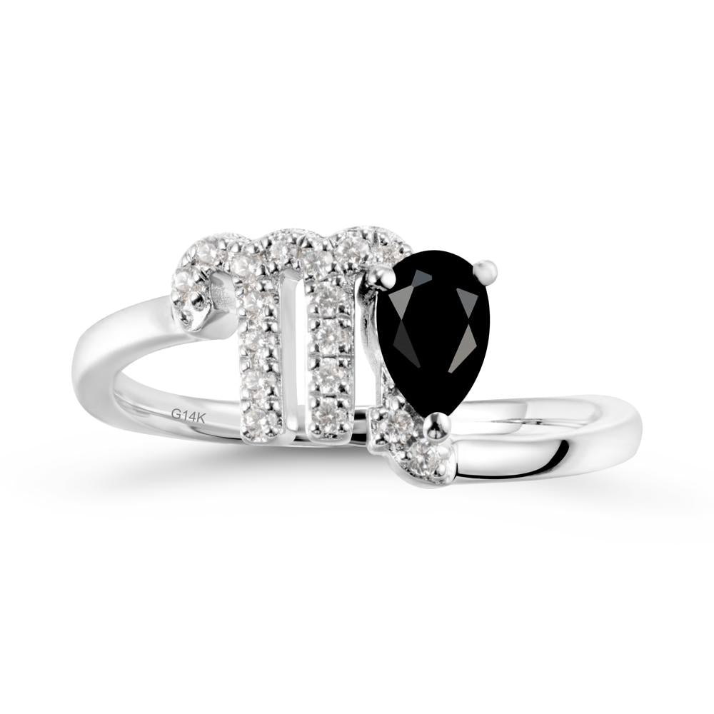 Black Spinel Virgo Zodiac Wraparound Ring - LUO Jewelry #metal_14k white gold