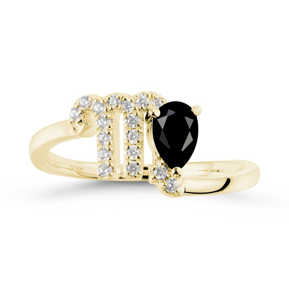 Black Spinel Virgo Zodiac Wraparound Ring - LUO Jewelry #metal_18k yellow gold