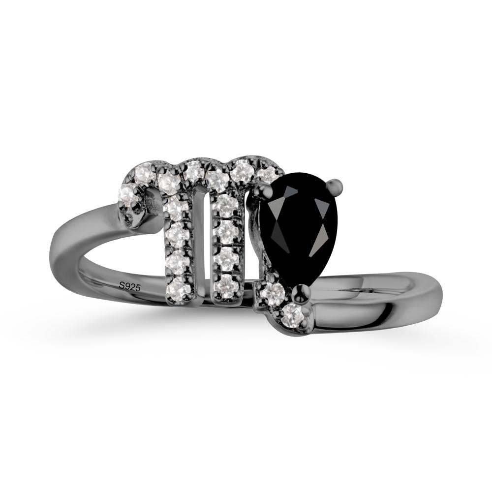 Black Spinel Virgo Zodiac Wraparound Ring - LUO Jewelry #metal_black finish sterling silver