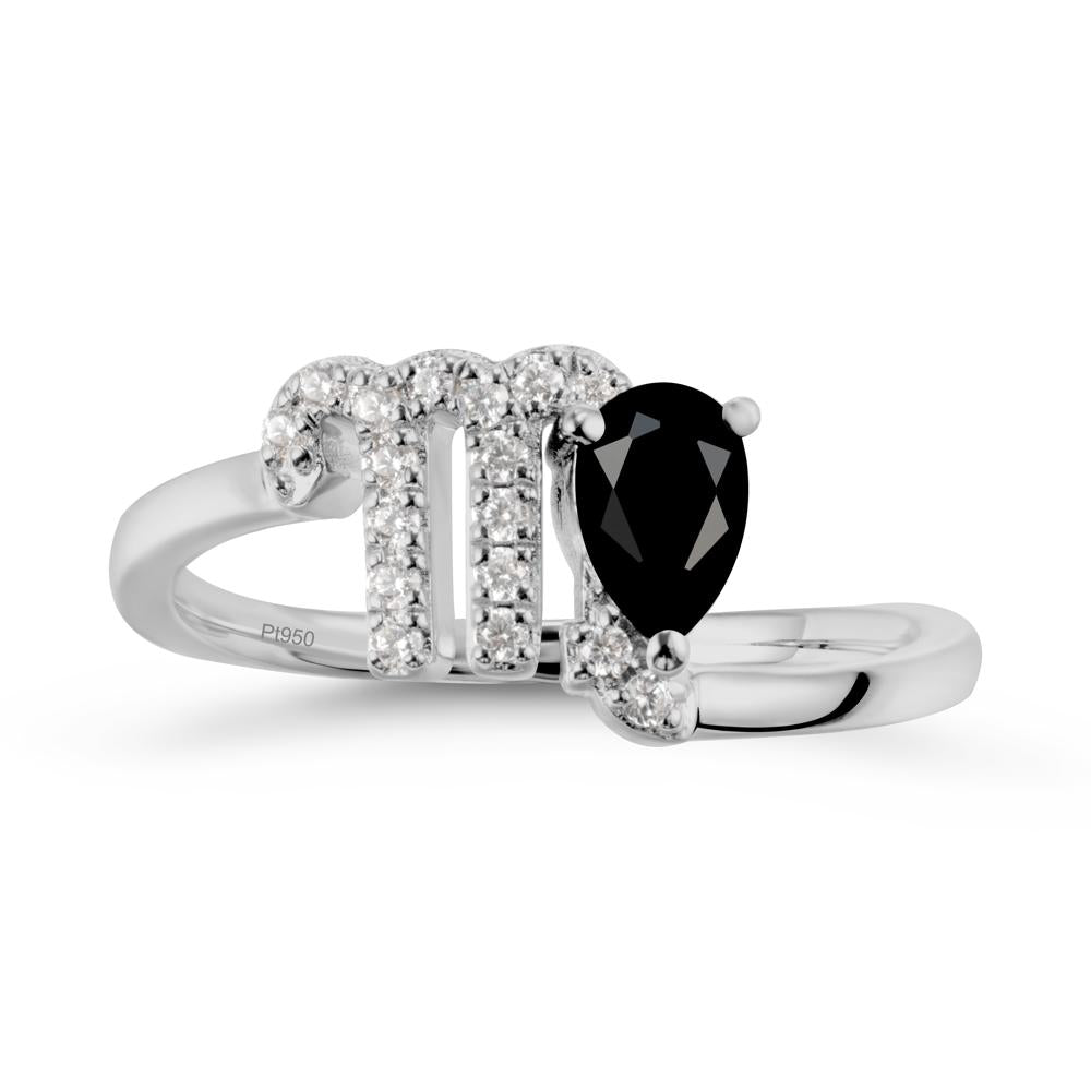 Black Spinel Virgo Zodiac Wraparound Ring - LUO Jewelry #metal_platinum