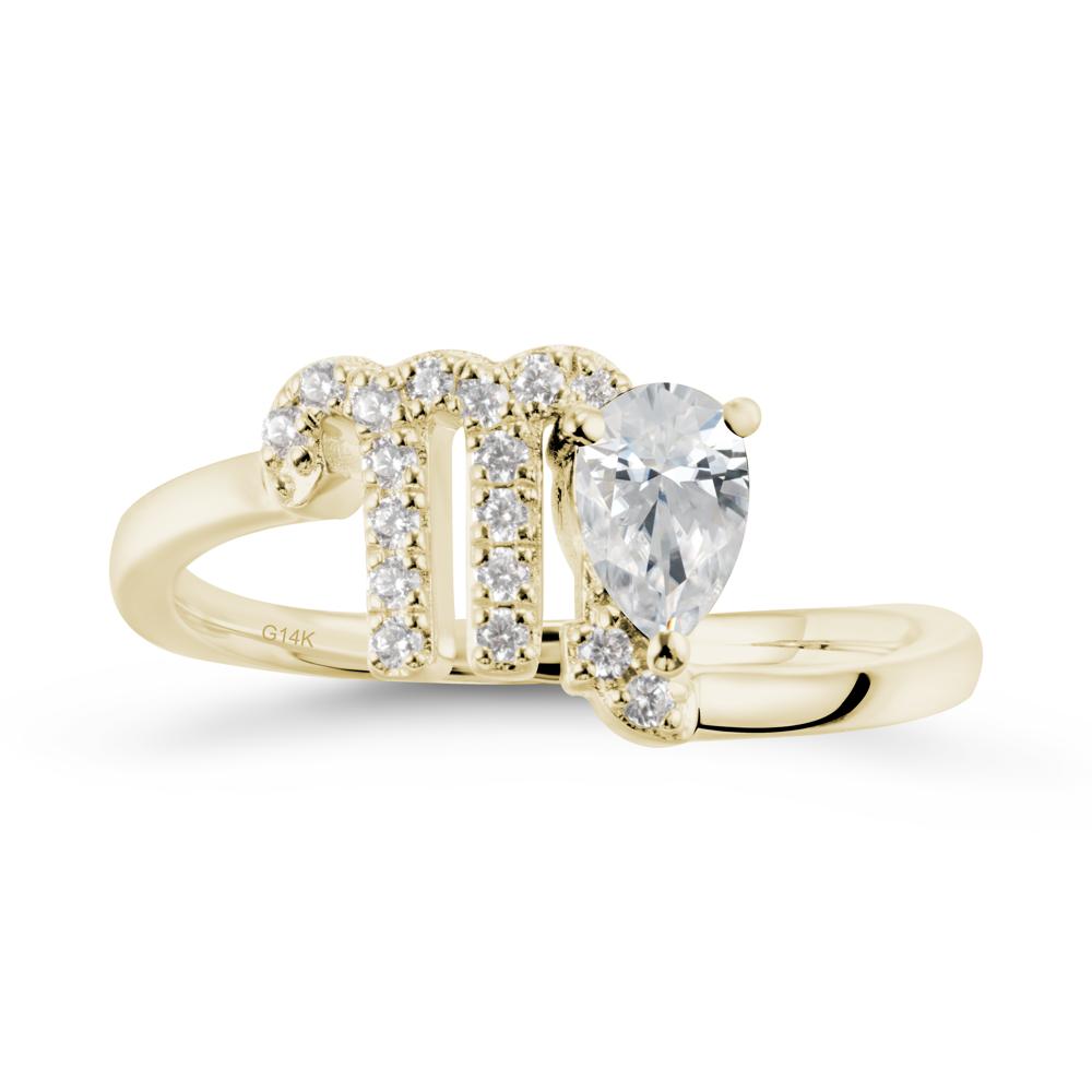 Pear Shaped Cubic Zirconia Virgo Zodiac Bypass Ring - LUO Jewelry #metal_14k yellow gold