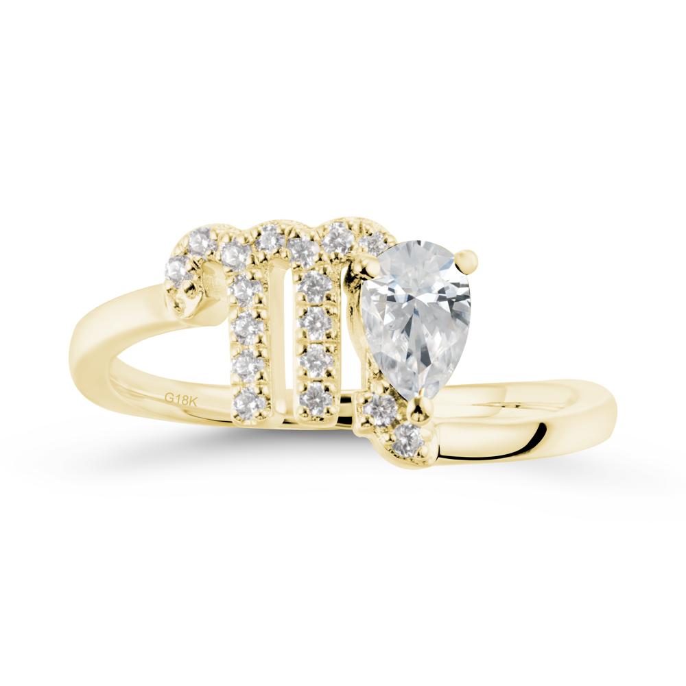 Pear Shaped Cubic Zirconia Virgo Zodiac Bypass Ring - LUO Jewelry #metal_18k yellow gold