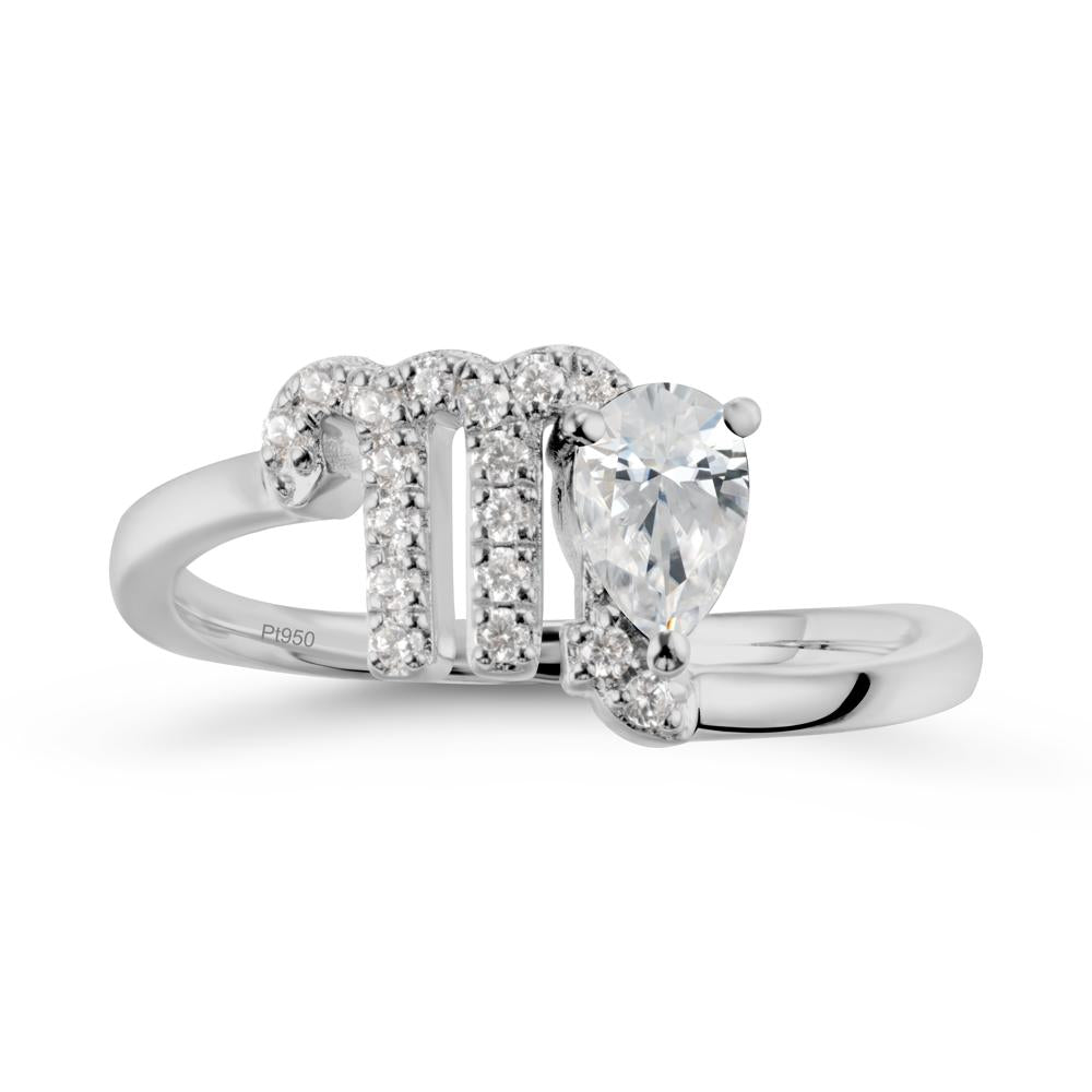 Pear Shaped Cubic Zirconia Virgo Zodiac Bypass Ring - LUO Jewelry #metal_platinum