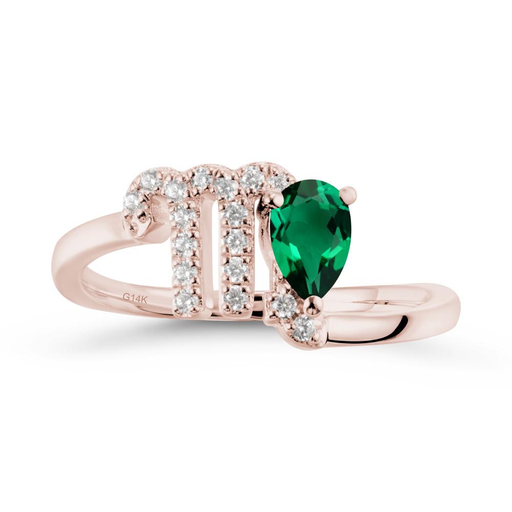 Emerald Virgo Zodiac Wraparound Ring - LUO Jewelry #metal_14k rose gold