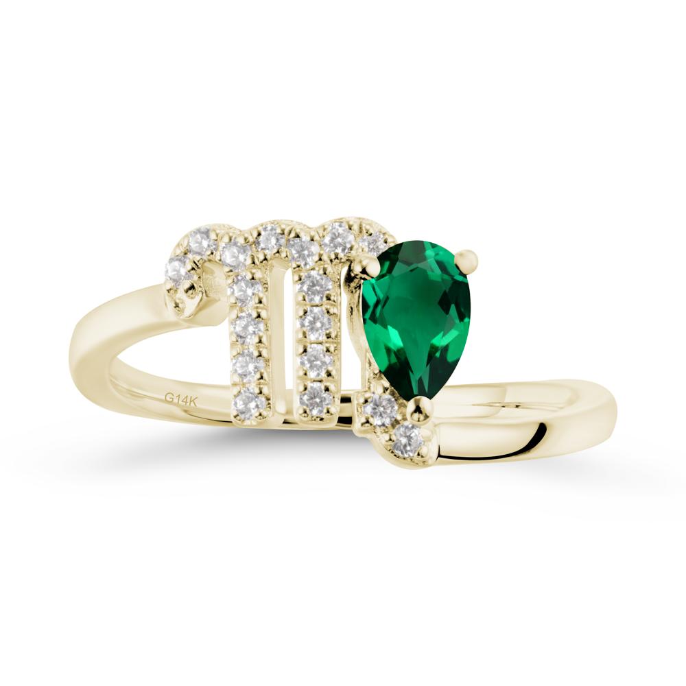 Emerald Virgo Zodiac Wraparound Ring - LUO Jewelry #metal_14k yellow gold