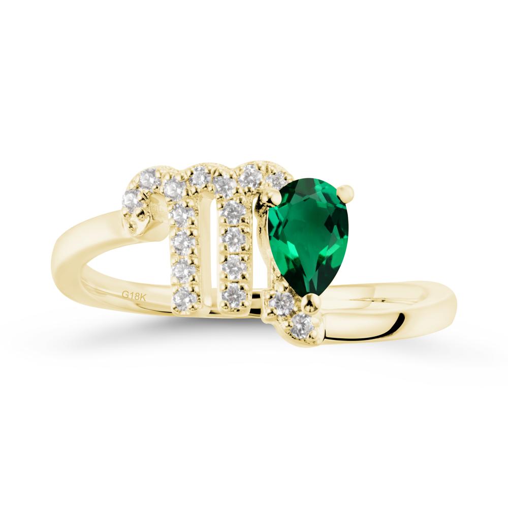 Emerald Virgo Zodiac Wraparound Ring - LUO Jewelry #metal_18k yellow gold