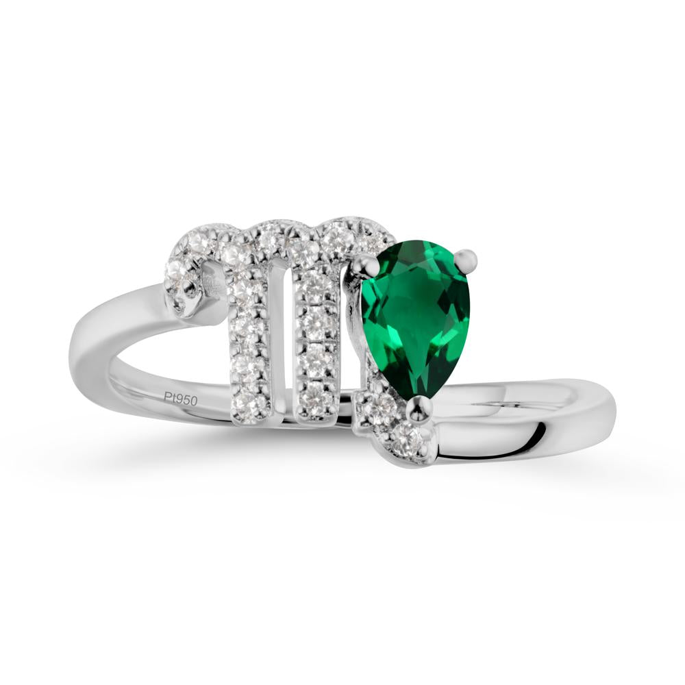 Emerald Virgo Zodiac Wraparound Ring - LUO Jewelry #metal_platinum