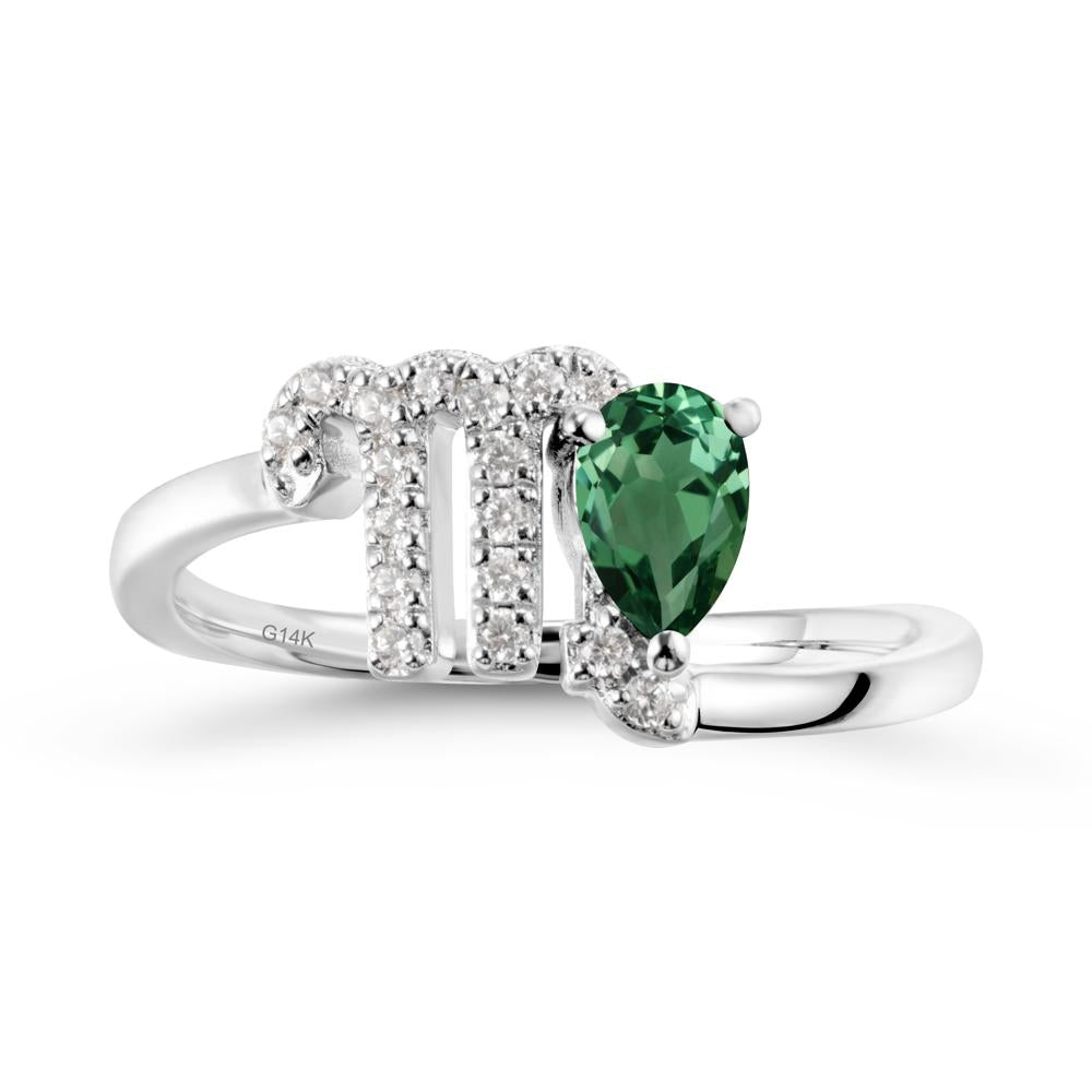 Green Sapphire Virgo Zodiac Wraparound Ring - LUO Jewelry #metal_14k white gold