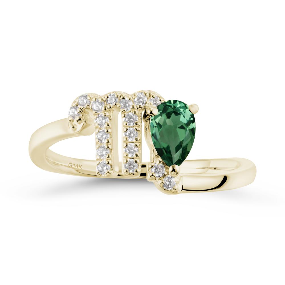 Green Sapphire Virgo Zodiac Wraparound Ring - LUO Jewelry #metal_14k yellow gold
