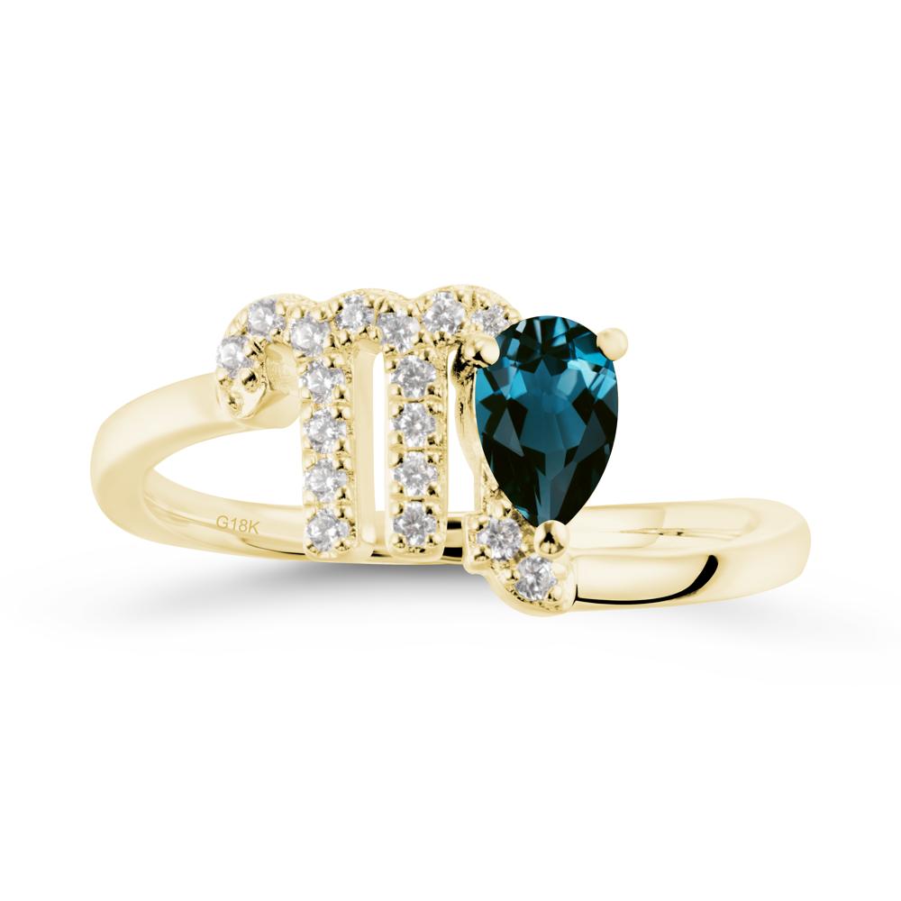 Pear Shaped London Blue Topaz Virgo Zodiac Bypass Ring - LUO Jewelry #metal_18k yellow gold