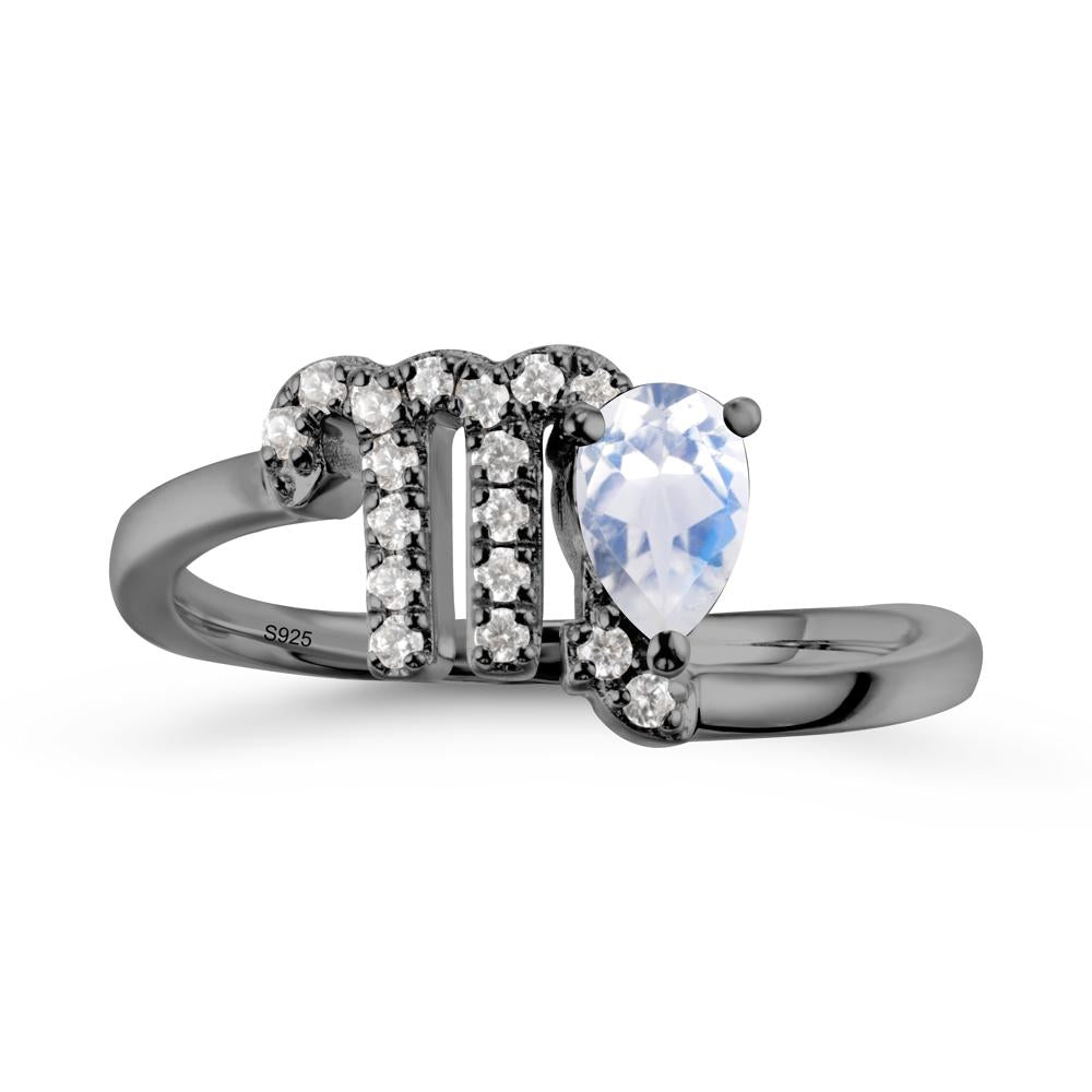 Moonstone Virgo Zodiac Wraparound Ring - LUO Jewelry #metal_black finish sterling silver