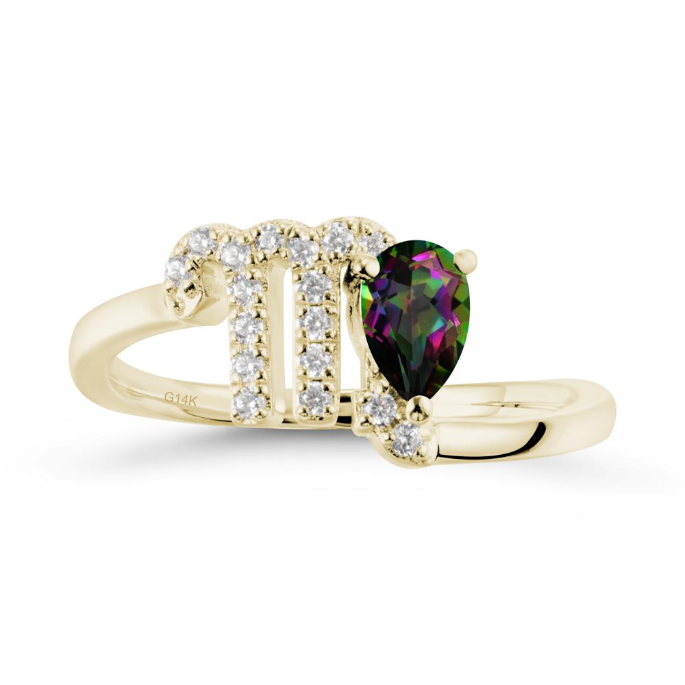 Pear Shaped Mystic Topaz Virgo Zodiac Bypass Ring - LUO Jewelry #metal_14k yellow gold