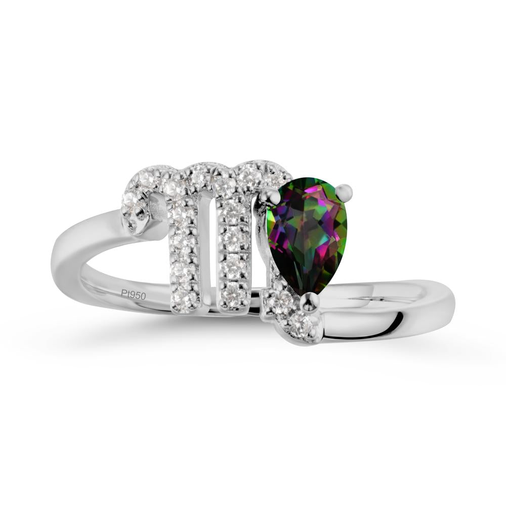Pear Shaped Mystic Topaz Virgo Zodiac Bypass Ring - LUO Jewelry #metal_platinum
