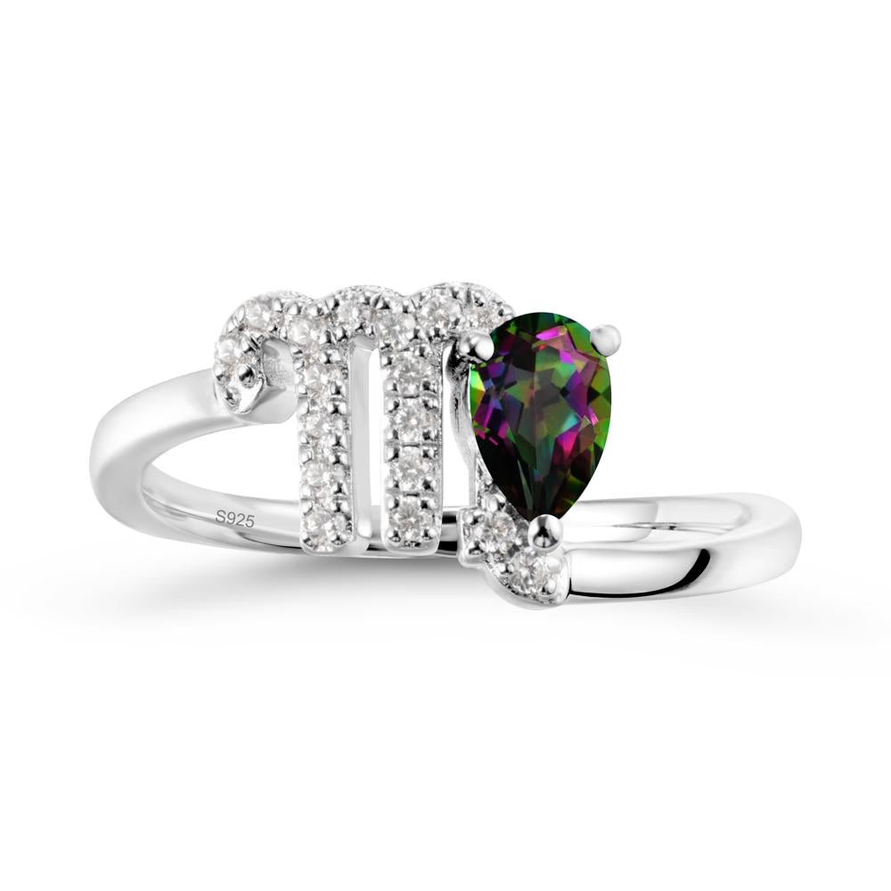 Pear Shaped Mystic Topaz Virgo Zodiac Bypass Ring - LUO Jewelry #metal_sterling silver