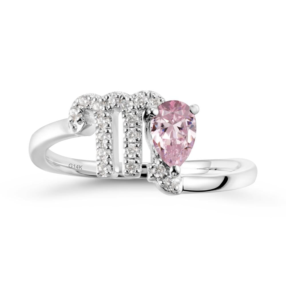 Pink Cubic Zirconia Virgo Zodiac Wraparound Ring - LUO Jewelry #metal_14k white gold
