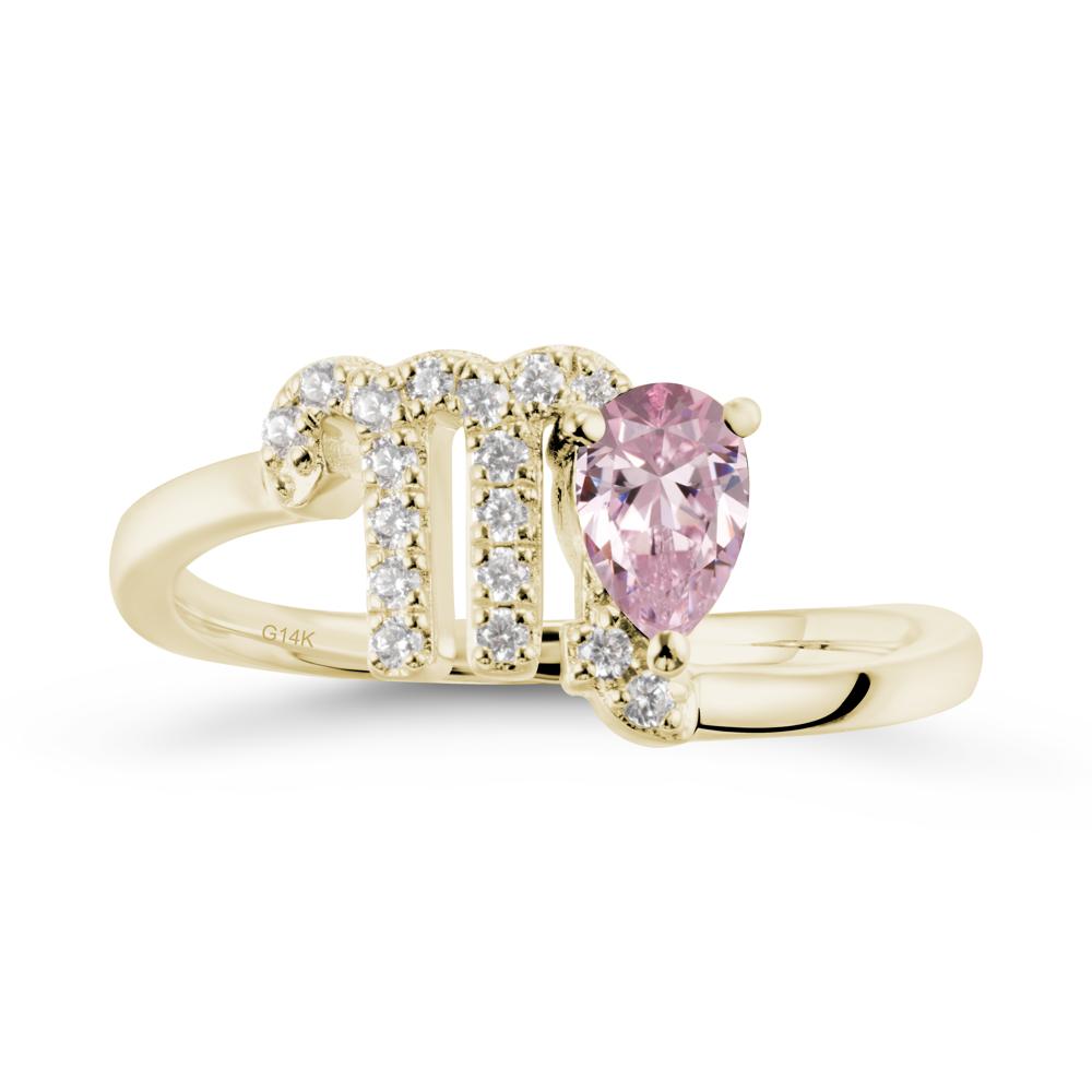 Pink Cubic Zirconia Virgo Zodiac Wraparound Ring - LUO Jewelry #metal_14k yellow gold