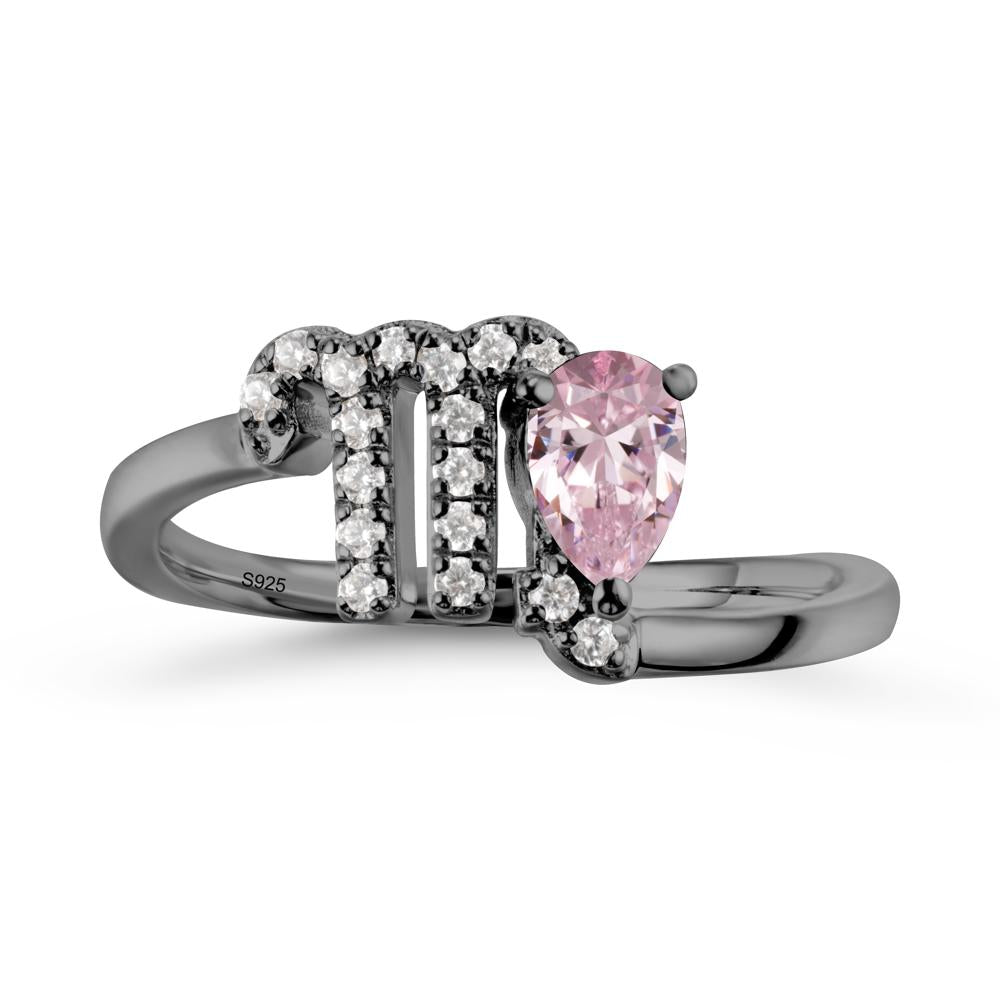 Pink Cubic Zirconia Virgo Zodiac Wraparound Ring - LUO Jewelry #metal_black finish sterling silver