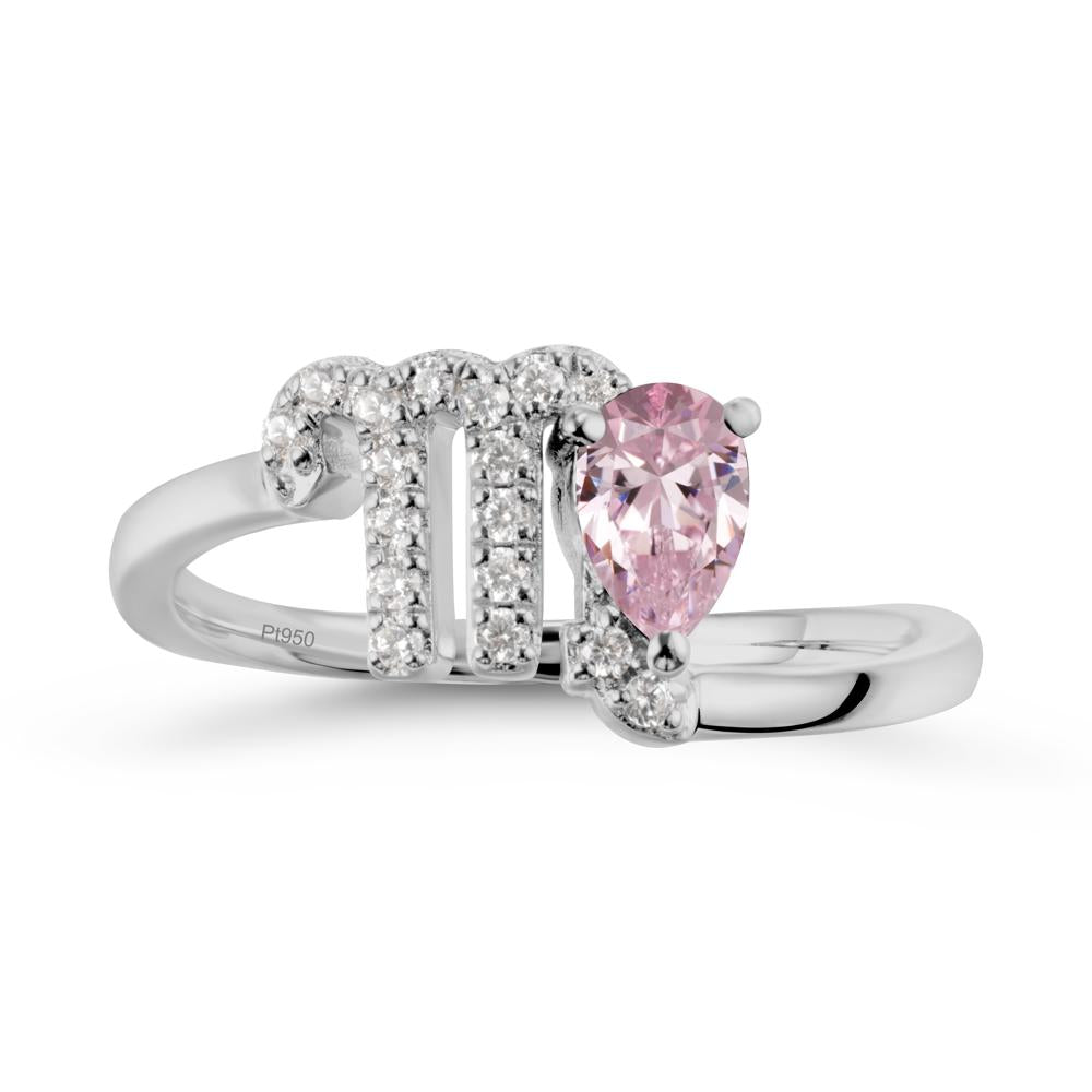 Pink Cubic Zirconia Virgo Zodiac Wraparound Ring - LUO Jewelry #metal_platinum