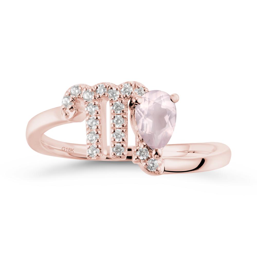 Pear Shaped Rose Quartz Virgo Zodiac Bypass Ring - LUO Jewelry #metal_18k rose gold
