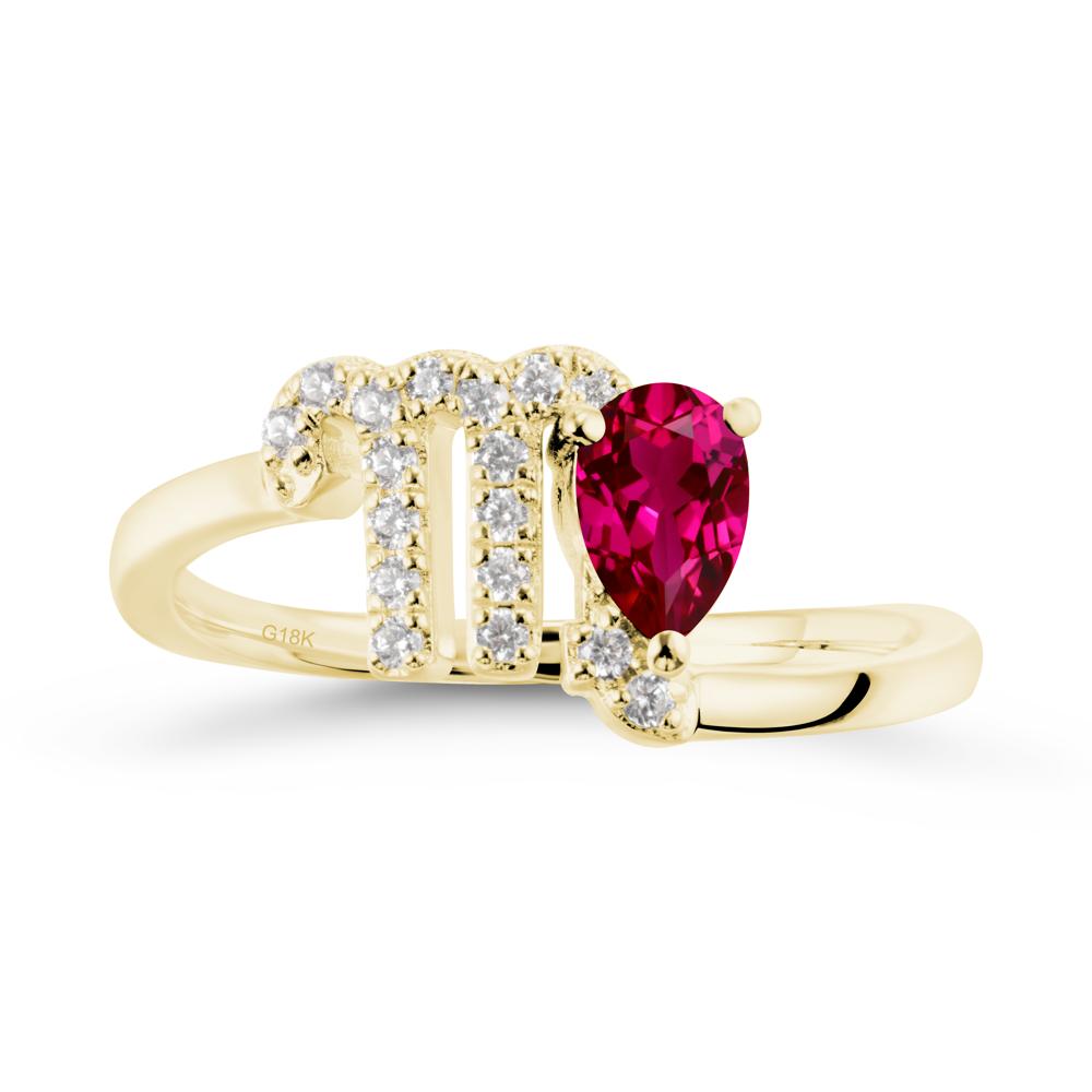 Ruby Virgo Zodiac Wraparound Ring - LUO Jewelry #metal_18k yellow gold