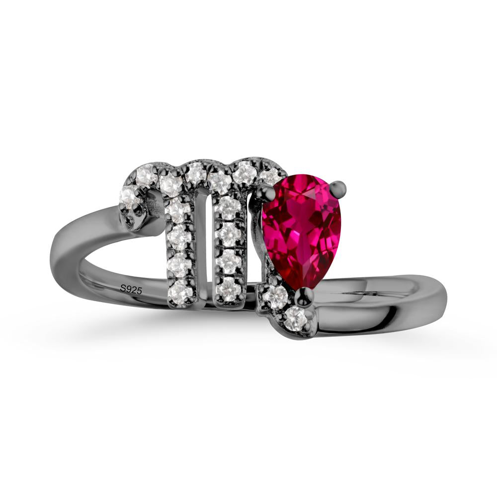 Ruby Virgo Zodiac Wraparound Ring - LUO Jewelry #metal_black finish sterling silver
